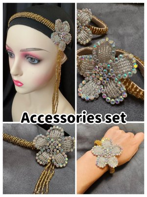 画像1: ハンドメイド☆ヘッドバンド&ブレスバンド(2点）セット