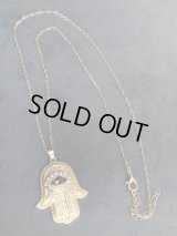 ラインストーンハムサネックレス