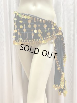 画像2: フリンジ付きヒップスカーフ（黒、ゴールド）