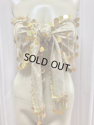 画像9: フリンジ付きゴールドヒップスカーフ