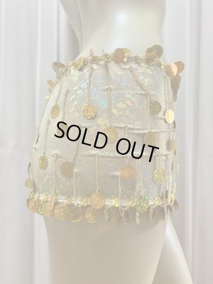 画像2: フリンジ付きゴールドヒップスカーフ