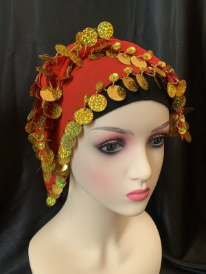 画像4: 頭に巻きやすい！スパンコール付きトライアングルスカーフ