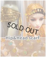 コインスパンコール付きヘッド＆ヒップスカーフ2点セット