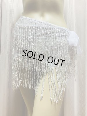 画像2: ビーズ付きスパンコールフリンジヒップスカーフ