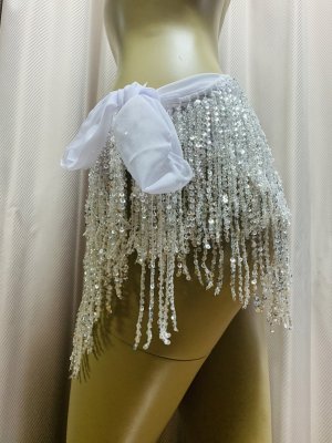 画像5: ビーズ付きスパンコールフリンジヒップスカーフ