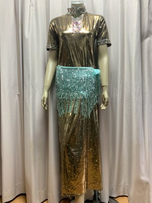 画像14: ビーズ付きスパンコールフリンジヒップスカーフ（ニュアンスカラー）