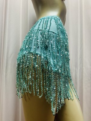 画像11: ビーズ付きスパンコールフリンジヒップスカーフ（ニュアンスカラー）