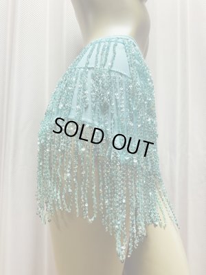 画像11: ビーズ付きスパンコールフリンジヒップスカーフ（ニュアンスカラー）