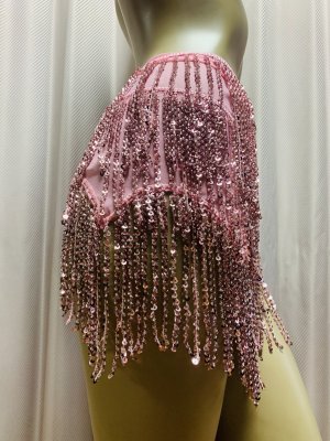 画像7: ビーズ付きスパンコールフリンジヒップスカーフ（ニュアンスカラー）