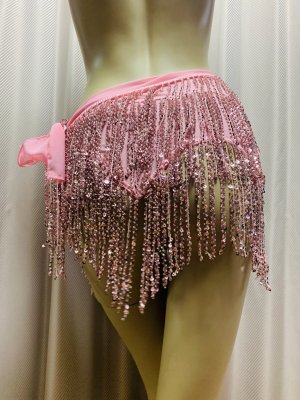 画像8: ビーズ付きスパンコールフリンジヒップスカーフ（ニュアンスカラー）