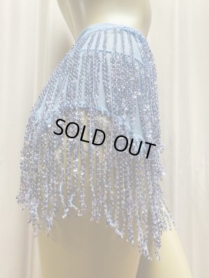 画像3: ビーズ付きスパンコールフリンジヒップスカーフ（ニュアンスカラー）