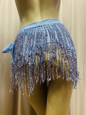 画像4: ビーズ付きスパンコールフリンジヒップスカーフ（ニュアンスカラー）