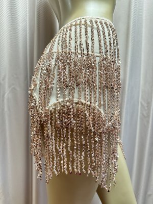 画像2: ビーズ付きスパンコールフリンジヒップスカーフ（ニュアンスカラー）