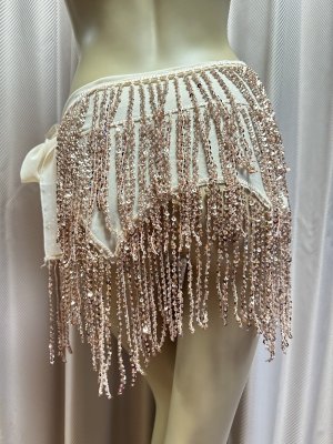 画像3: ビーズ付きスパンコールフリンジヒップスカーフ（ニュアンスカラー）