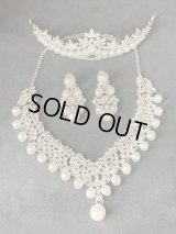 20％OFF オリエンタルパールネックレス＆ピアス＆ティアラ３点セット