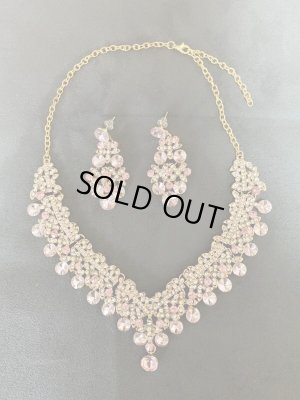 画像1: オリエンタルクリスタルネックレス＆ピアス2点セット