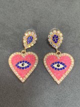 ハートのクリスタルピアス