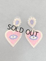 ハートのクリスタルピアス