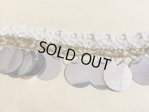 画像3: 郵送OK！プラスチックコインスパンコール　装飾テープ(オフホワイト×シルバー）50cm