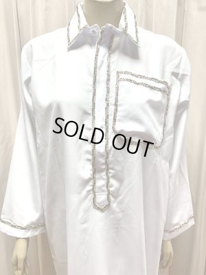 画像3: Hanine特注　白バラディラインストーン付きガラベーヤ(145cm丈・身幅55cm)