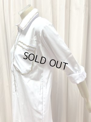 画像5: Hanine特注　白バラディラインストーン付きガラベーヤ(145cm丈・身幅55cm)