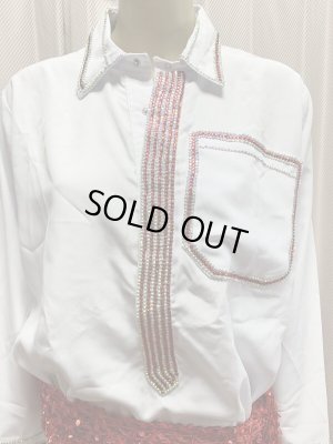 画像3: 白バラディラインストーン付きガラベーヤ(145cm丈・身幅55cm)