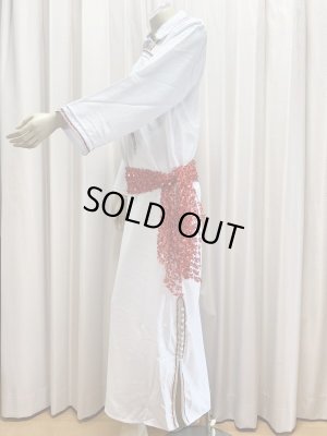 画像5: 白バラディラインストーン付きガラベーヤ(145cm丈・身幅55cm)