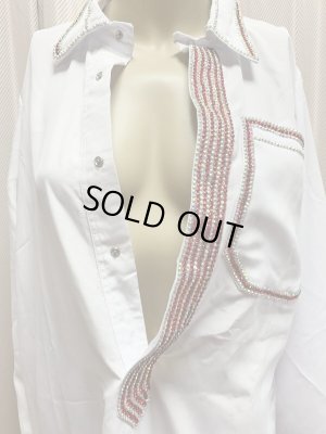 画像7: 白バラディラインストーン付きガラベーヤ(145cm丈・身幅55cm)