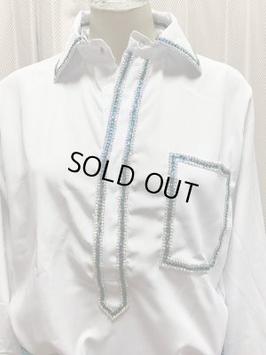 画像5: 白バラディラインストーン付きガラベーヤ(140cm丈・身幅55cm)