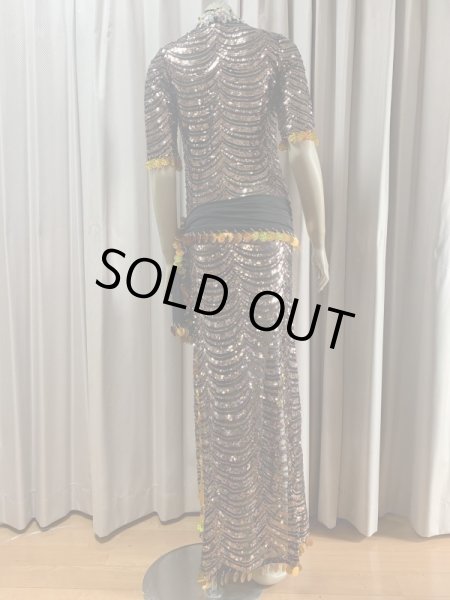 画像5: スパンコールスタンドカラーバラディドレス（5点セット） (5)