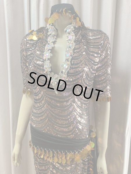 画像2: スパンコールスタンドカラーバラディドレス（5点セット） (2)