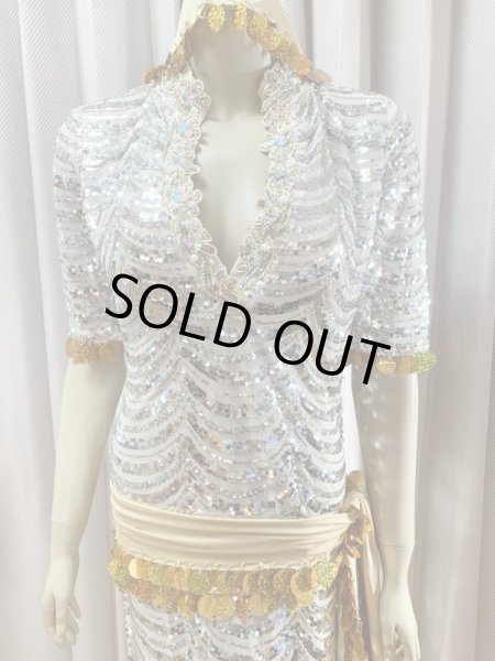 画像2: スパンコールスタンドカラーバラディドレス（5点セット） (2)