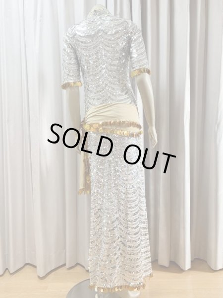 画像4: スパンコールスタンドカラーバラディドレス（5点セット） (4)