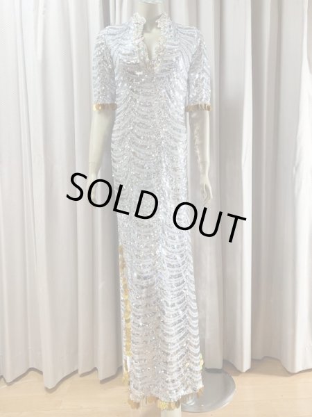 画像8: スパンコールスタンドカラーバラディドレス（5点セット） (8)