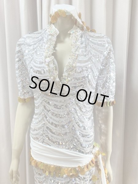 画像2: スパンコールスタンドカラーバラディドレス（5点セット） (2)