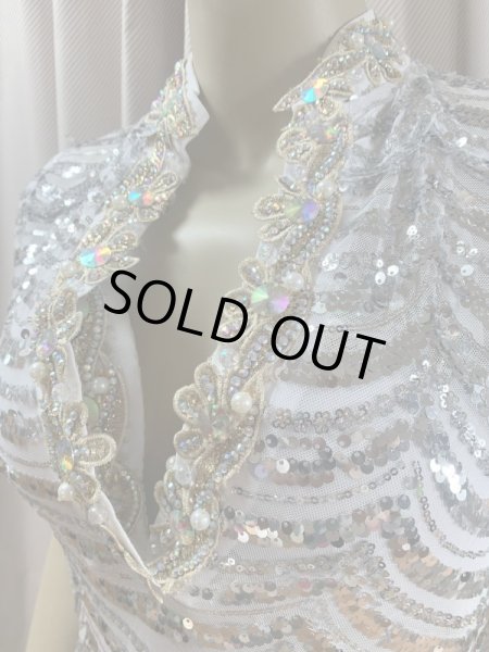 画像5: スパンコールスタンドカラーバラディドレス（5点セット） (5)