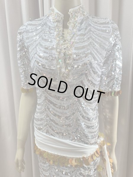 画像6: スパンコールスタンドカラーバラディドレス（5点セット） (6)