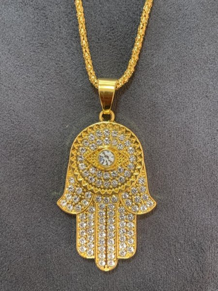 画像1: クリスタルハムサペンダント (1)