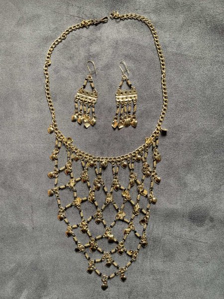 画像1: ファラオニックネックレス＆ピアスセット (1)
