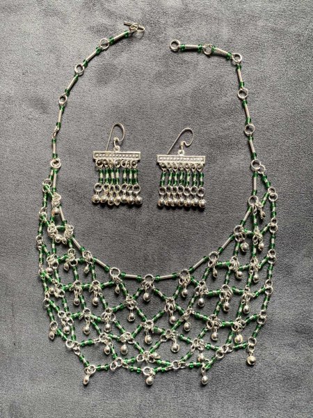 画像1: ファラオニックネックレス＆ピアスセット (1)