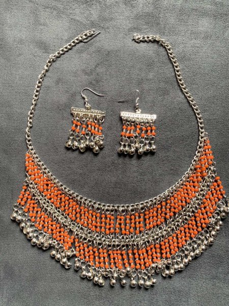 画像1: ファラオニックネックレス＆ピアスセット (1)