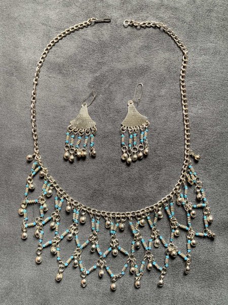画像1: ファラオニックネックレス＆ピアスセット (1)