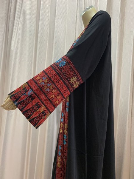 画像3: SALE20%OFF! クロスステッチのベドウィン風前開きアバーヤ（ミシン刺しゅう） (3)