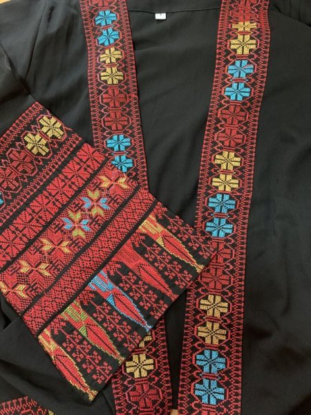 画像5: SALE20%OFF! クロスステッチのベドウィン風前開きアバーヤ（ミシン刺しゅう） (5)