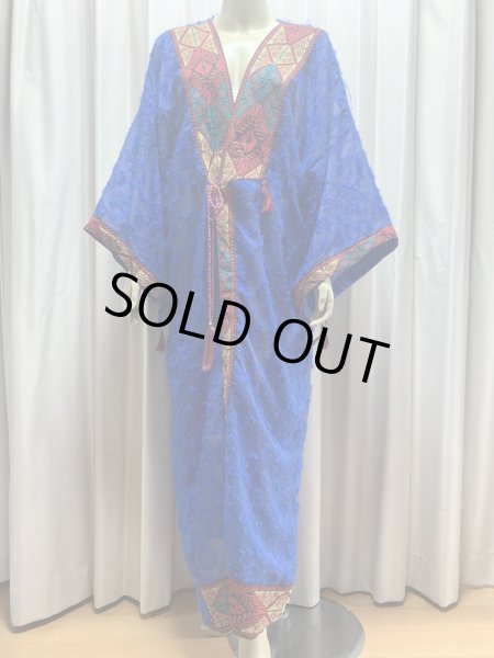 画像1: クロスステッチ前開きアバーヤ（ガラベイヤ） (1)