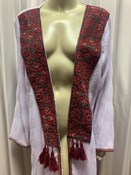 画像2: クロスステッチ前開きアバーヤ（ガラベイヤ） (2)