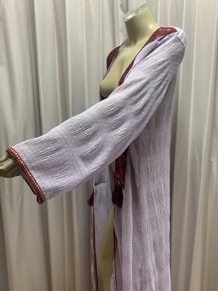 画像3: クロスステッチ前開きアバーヤ（ガラベイヤ） (3)