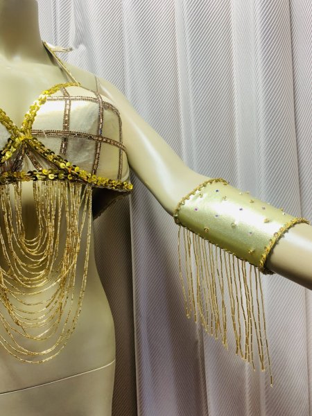 画像2: ビーズフリンジ付きアームバンド（両腕手首用） (2)