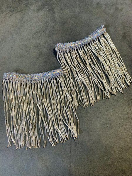 画像1: ビーズフリンジ付きアーム（両腕用）シルバー (1)