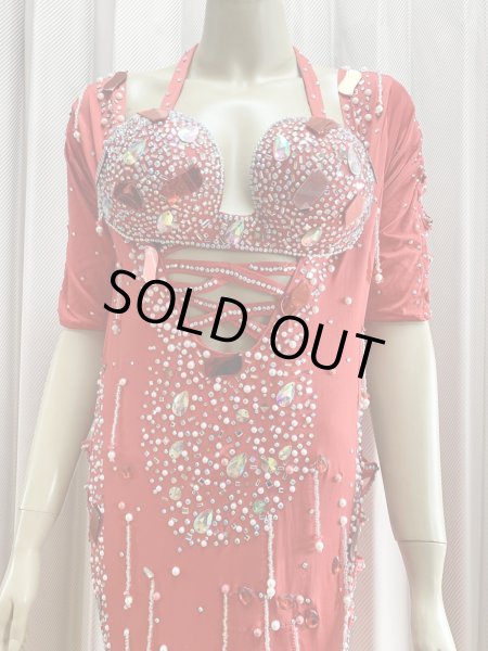 画像2: 訳あり価格　ラインストーンバラディドレス（インナーパンツ付き） (2)